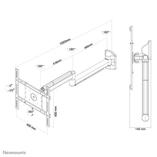 Neomounts FPMA-HAW050 Medische TV-beugel wand 10-40