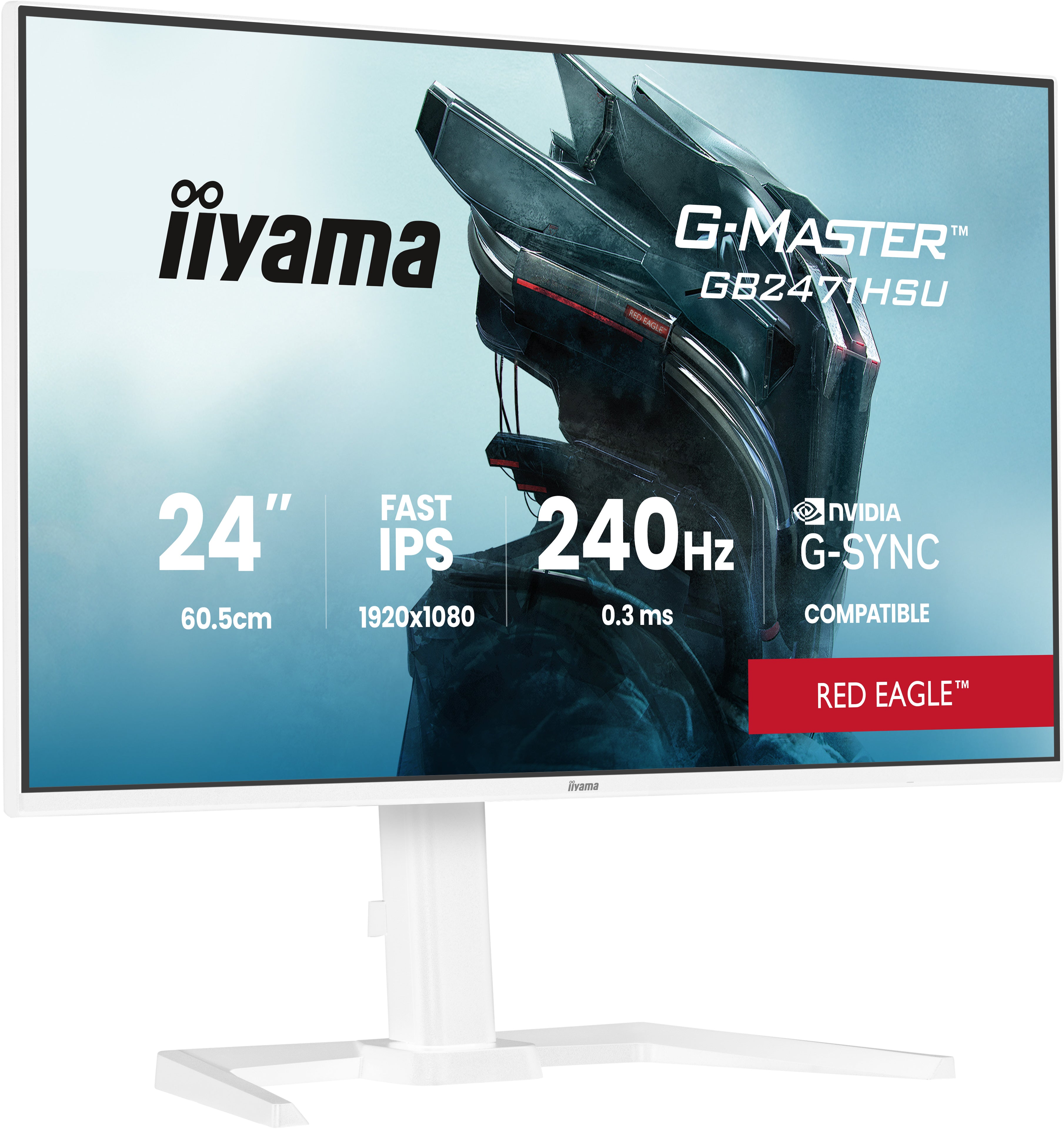 24iWIDE LCD G-Master Red Eagle 1920 x 1080 240 Hz Fast IPS panel LED Bl. USB-Hub (1xOut v3.2 + 1xUSB-C(5 Watt)) Pivot Height Adjust. (15cm) 350cd/m 1000:1 Stati
