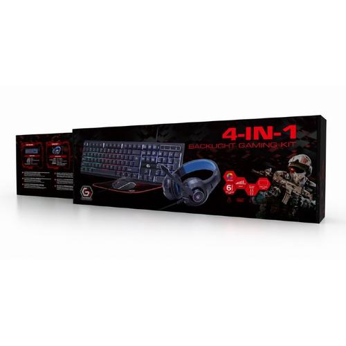 Gembird GGS-UMGL4-02 toetsenbord Inclusief muis Gamen USB QWERTY Amerikaans Engels Zwart