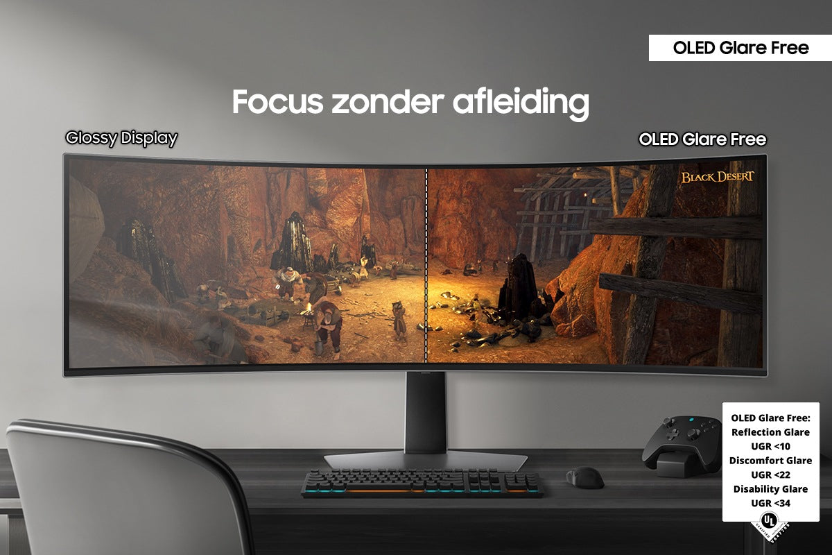 49i / OLED Curved 1800R / 32:9 / 5120x1440 / 250cd/m2 / HDR10+ / 0 03ms/ 240hz / HAS / Speakers