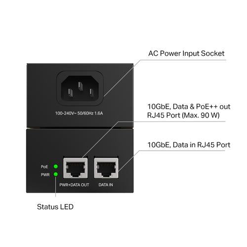 TP-Link Omada POE380S PoE adapter & injector 10 Gigabit Ethernet