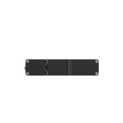 Compact industrial Ethernet router equipped with two Ethernet ports DIN rail bracket and an industrial 3-pin connector.
