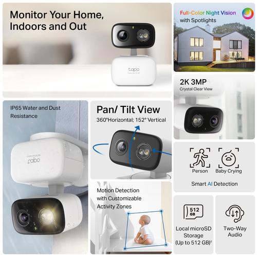 TP-Link Tapo C216 Doos IP-beveiligingscamera Binnen 2304 x 1296 Pixels Plafond/wand/bureau
