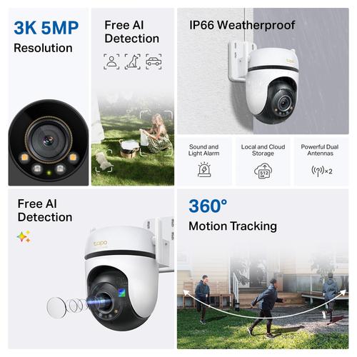 TP-Link TAPO C530WS bewakingscamera Torentje IP-beveiligingscamera Buiten 2880 x 1620 Pixels Muur