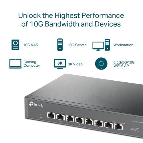 TP-Link TL-SX1008 netwerk-switch Unmanaged 10G Ethernet (100/1000/10000) 1U Zwart