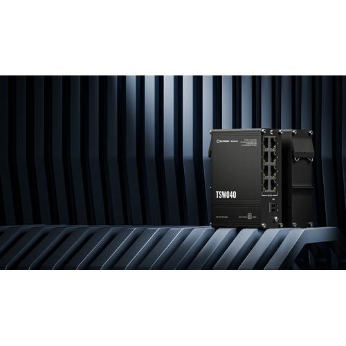 Teltonika NETWORKS TSW040 8-Port PoE+ Switch Unmanaged Fast Ethernet (10/100) Power over Ethernet (PoE) Zwart