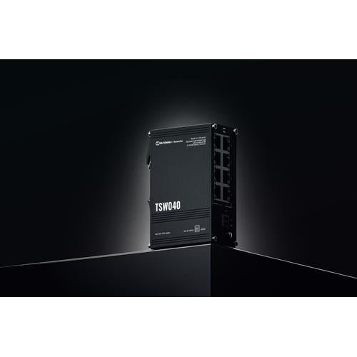 Teltonika NETWORKS TSW040 8-Port PoE+ Switch Unmanaged Fast Ethernet (10/100) Power over Ethernet (PoE) Zwart