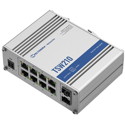 TSW210 Ethernet switch offers a combination of Gigabit Ethernet and SFP. 8x Ethernet ports enable connecting multiple devices to the network quickly and easily.