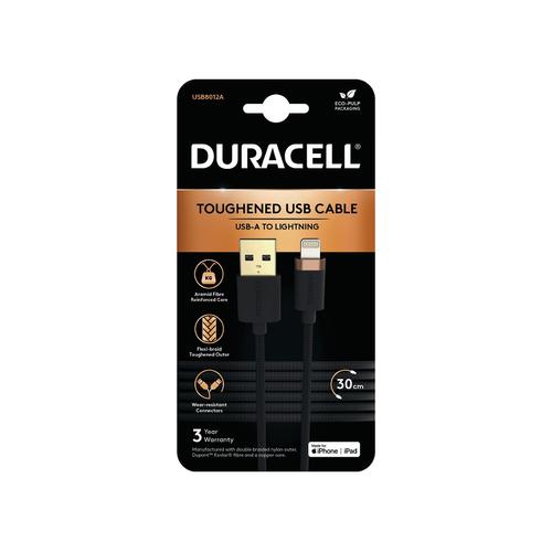 Duracell USB8012A Lightning-kabel Zwart