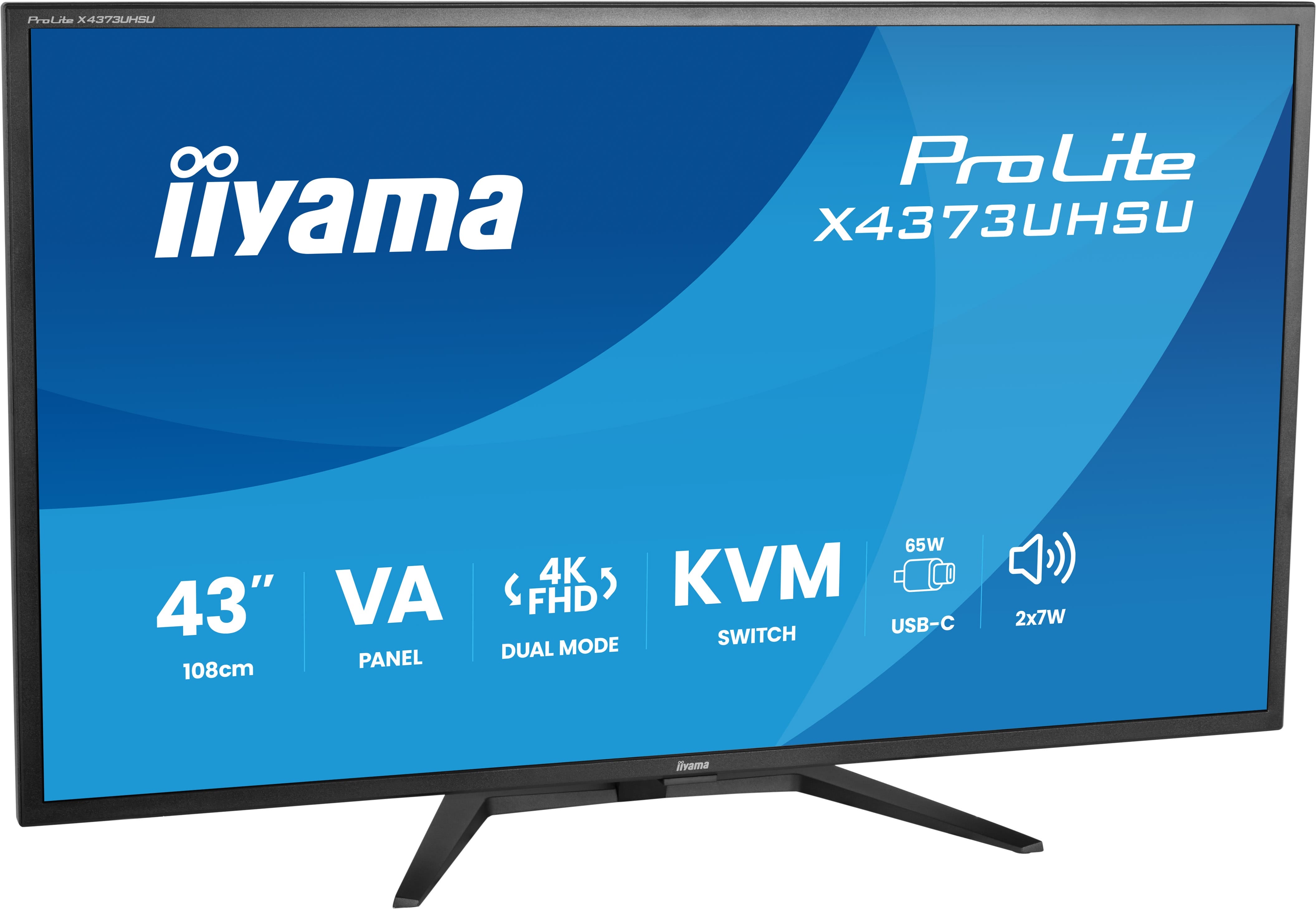 43iWIDE LCD 3840 x 2160 4K UHD VA panel LED Bl. USB-Hub(Out 2x v3.2 +2xUSB-C(5 Watt)) 450cd/m 4000:1 Static Contrast 80.000.000:1 ACRSpeakers DisplayPort HDMI(2