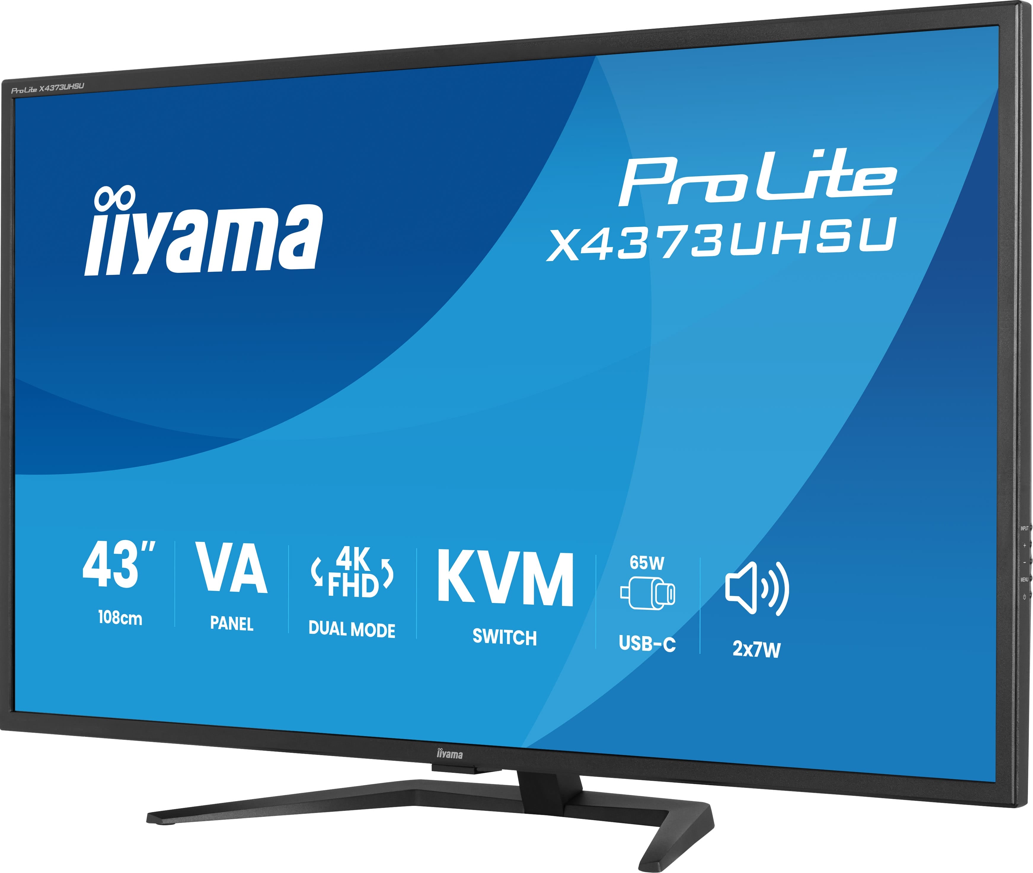 43iWIDE LCD 3840 x 2160 4K UHD VA panel LED Bl. USB-Hub(Out 2x v3.2 +2xUSB-C(5 Watt)) 450cd/m 4000:1 Static Contrast 80.000.000:1 ACRSpeakers DisplayPort HDMI(2