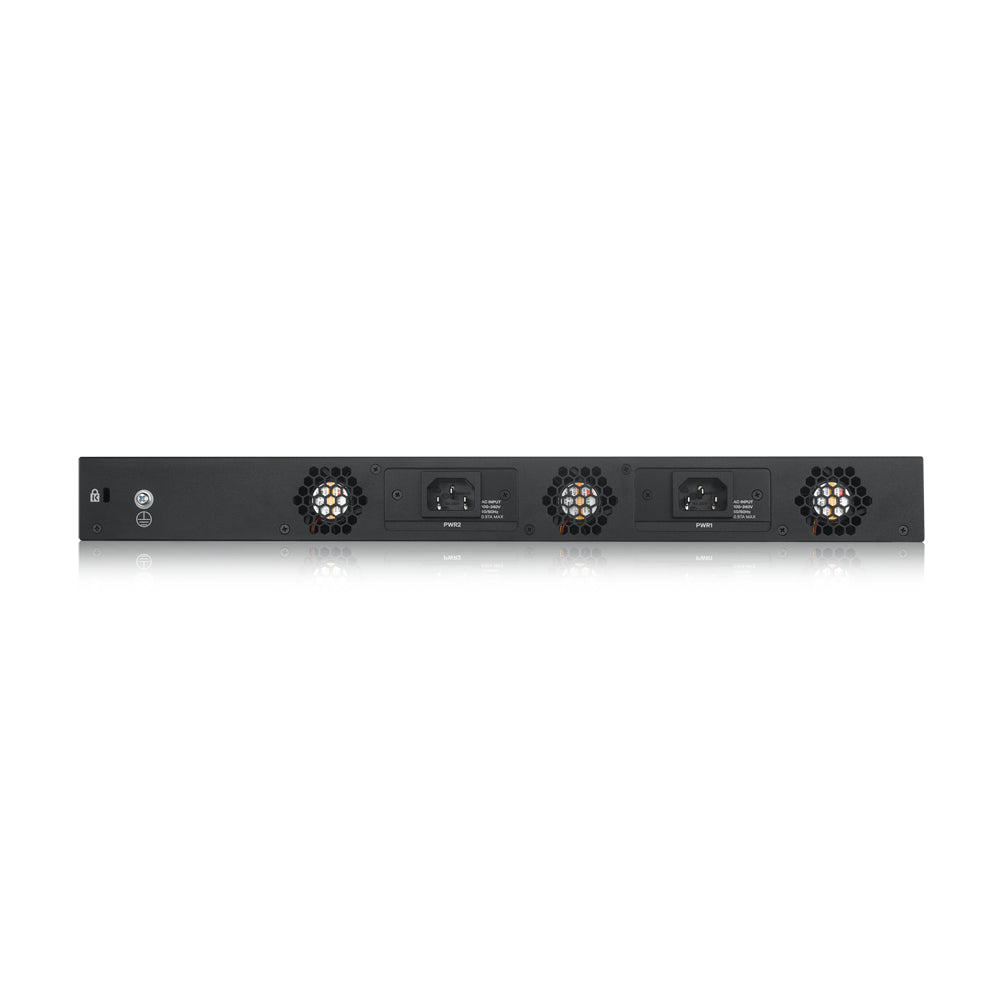 Zyxel XS3800-28  28-port 10GbE L2+ Switch  MultiGig  12x 10G Copper  8x 10G dual pers.  8x 10G SFP+. Dual PSU