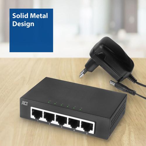 ACT 10/100/1000 Mbps network Switch 5 portsmetal housing