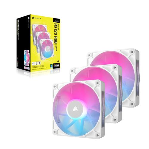 Corsair CORSAIR RX RGB Series iCUE LINK RX120 RGB White 120mm RGB Fan Triple Fan Kit