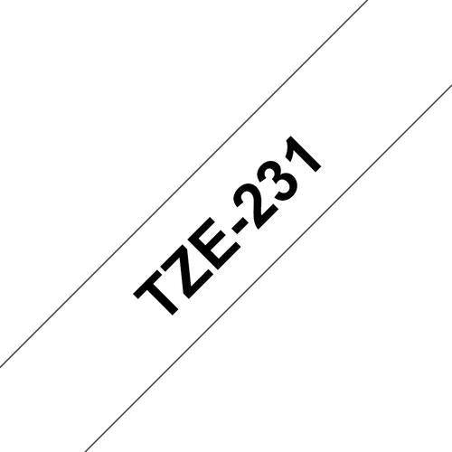 Brother TZe231 - Gel. zelfklevend tape - zwart op wit - Rol (1.2 cm x 8 m) 1 rol(len) -voor P-Touch OA. GL-H100. H105. PT-1290. 3600. D400. D600. E500. E550. H100