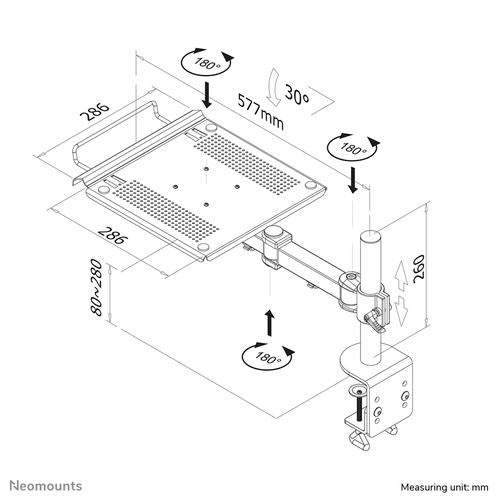Neomounts Neomounts Notebook Swivel Arm (height: 0-27 cm / depth: 30-60 cm)
