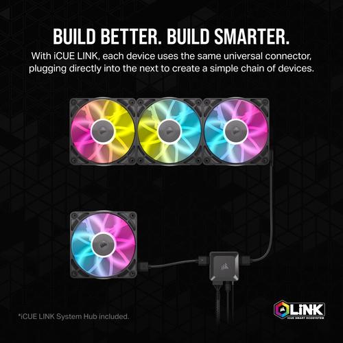 Corsair CORSAIR RX RGB Series iCUE LINK RX140 RGB 140mm RGB Fan Dual Fan Kit
