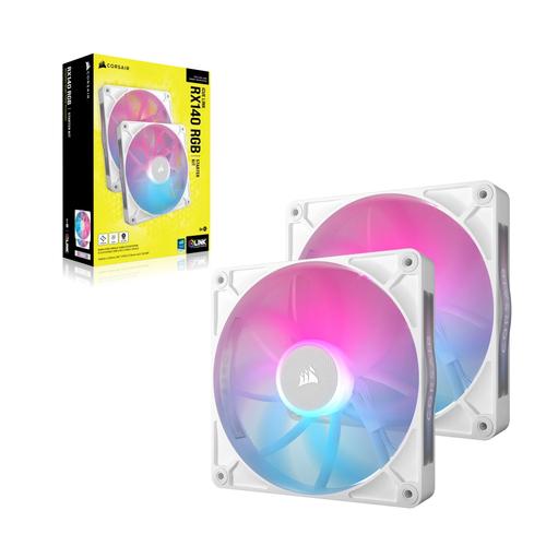 Corsair CORSAIR RX RGB Series iCUE LINK RX140 RGB White 140mm RGB Fan Dual Fan Kit