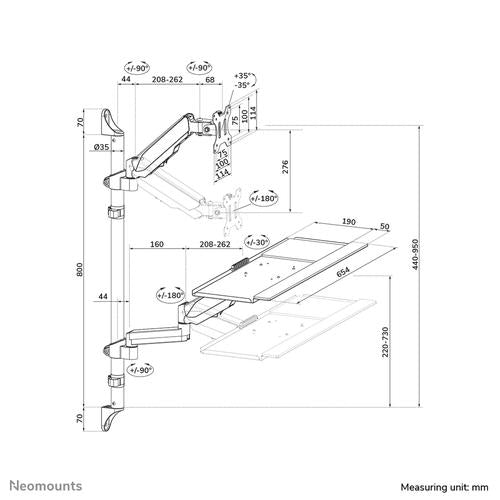 Neomounts Neomounts wall mounted sit-stand workstation (Screen Keyboard & Mouse)