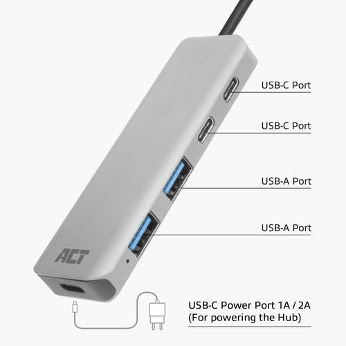ACT USB-C hub 3.0 2x USB-A 2x USB-C