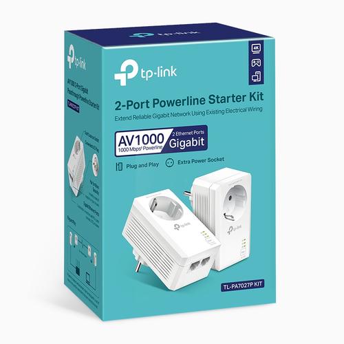 TP-Link AV1000 2-Port Gigabit Passthrough Powerline Starter  Kit