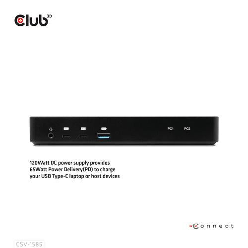 Club 3D DisplayPort/HDMI KVM Switch/Dock 4K60Hzfor USB Type-C inputs