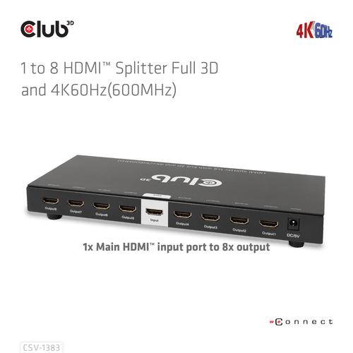 Club 3D 1 to 8 HDMI Splitter Full 3D and 4K60Hz