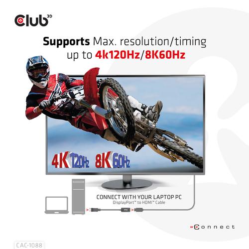 Club 3D DisplayPort 1.4 to HDMI 4K120Hz/8K60Hz HDR Active adapter M/F