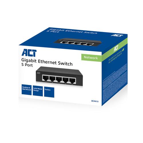 ACT 10/100/1000 Mbps network Switch 5 portsmetal housing