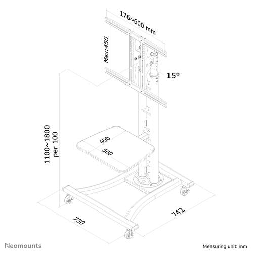 Neomounts Neomounts Mobile Flat Screen Floor Stand (height: 110-180 cm)